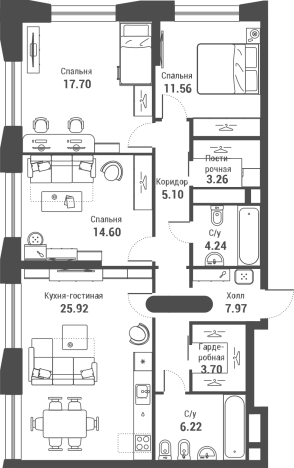 Купить многокомнатную квартиру в новостройках у метро Алексеевская в Москве. Вариант № 75969, 0, площадь - квм, цена 40699593 рублей