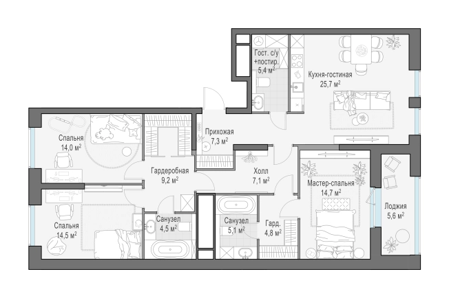 Купить четырехкомнатную квартиру в районе Можайский в Москве. Вариант № 62928, 0, площадь -  квм, цена 49030000 рублей