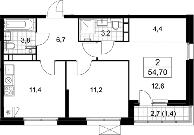 . Вариант № 161074, 0, площадь - 53.3 квм, цена 15155040 рублей