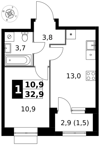 Купить однокомнатную квартиру у метро Щелковская в Москве. Вариант № 9716418, 0, площадь -  квм, цена 16111130 рублей