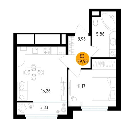 Купить однокомнатную квартиру в Рязанской области. Вариант № 155097, 0, площадь -  квм, цена 5104633 рублей