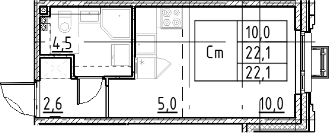 Купить Студию у метро Купчино в Санкт-Петербурге. Вариант № 9328128, 0, площадь -  квм, цена 5312884 рублей