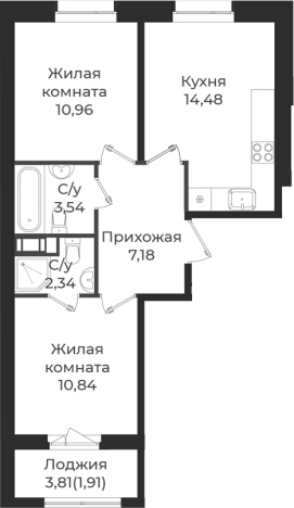 Купить квартиру в ЖК Новатория в Ленинградской области. Вариант № 6909525, 0, площадь -  квм, цена 7356938 рублей