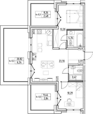 Купить трехкомнатную квартиру у метро Новочеркасская в Санкт-Петербурге. Вариант № 4160107, 0, площадь -  квм, цена 56569931 рублей
