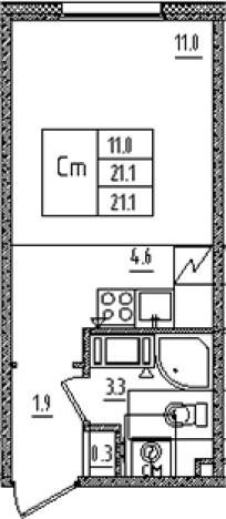 Купить Студию на улице Товарищеский проспект в Санкт-Петербурге. Вариант № 6608890, 0, площадь -  квм, цена 6545979 рублей