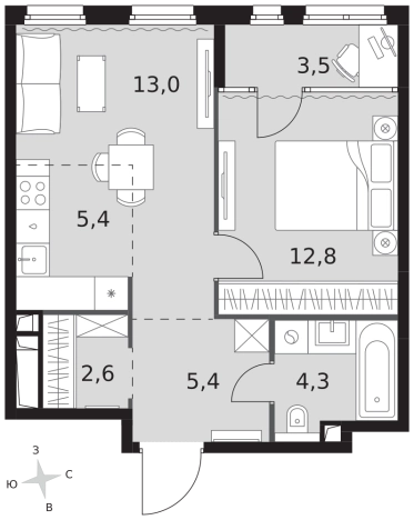 Купить двухкомнатную квартиру у метро Хорошево в Москве. Вариант № 9507152, 0, площадь -  квм, цена 36641200 рублей