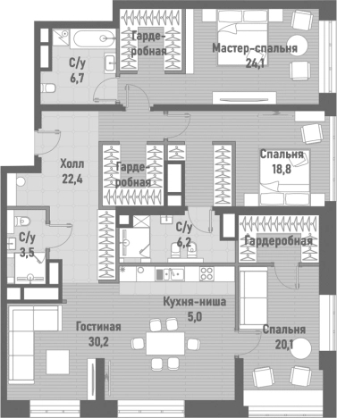 Купить четырехкомнатную квартиру в ВАО в Москве. Вариант № 203588, 0, площадь -  квм, цена 92666800 рублей