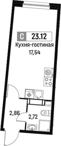 Купить Студию у метро Девяткино в Мурине. Вариант № 6213233, 0, площадь -  квм, цена 4392231 рублей