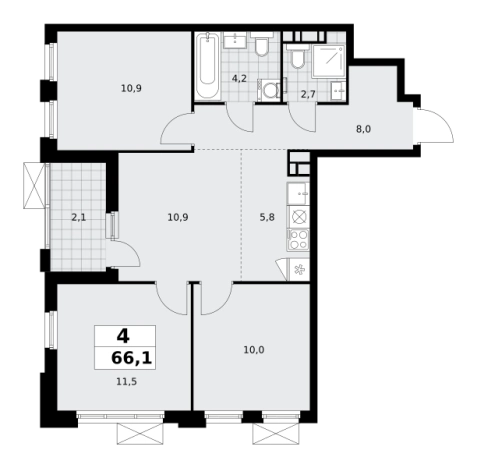 Купить четырехкомнатную квартиру у метро Потапово в Москве. Вариант № 1006843, 0, площадь -  квм, цена 21122916 рублей
