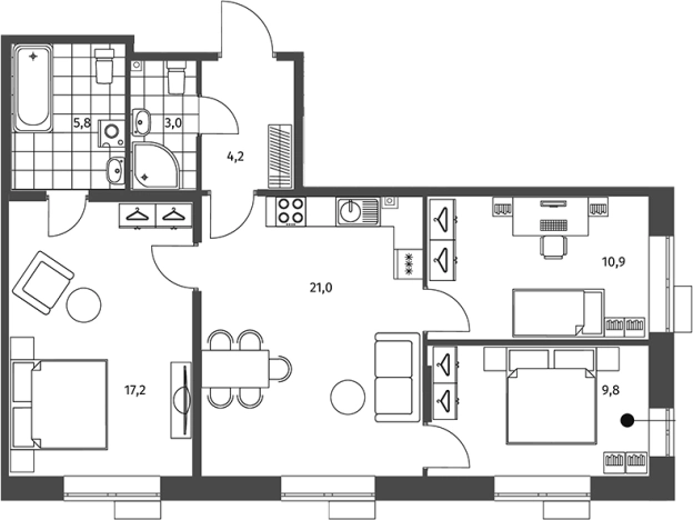 Купить многокомнатную квартиру в новостройках в ЖК Парусная 1 в Санкт-Петербурге. Вариант № 7266008, 0, площадь -  квм, цена 25342000 рублей
