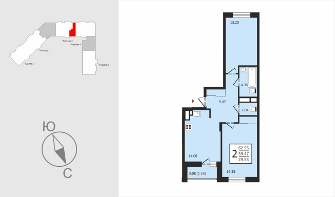 Купить двухкомнатную квартиру в ЖК Заречье Парк (Владимир) в Владимирской области. Вариант № 112849, 0, площадь -  квм, цена 7005600 рублей