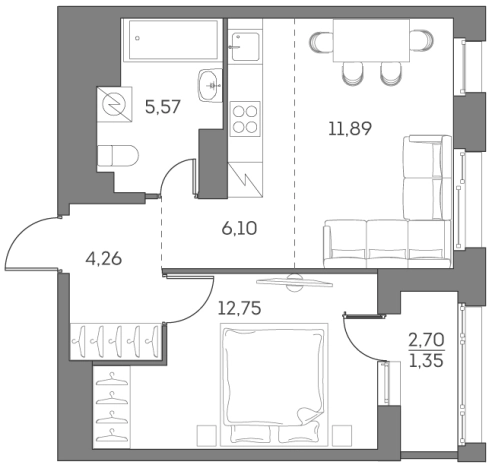 Купить однокомнатную квартиру в ЖК Аквилон Beside 2.0 в Москве. Вариант № 842028, 0, площадь -  квм, цена 19583557 рублей