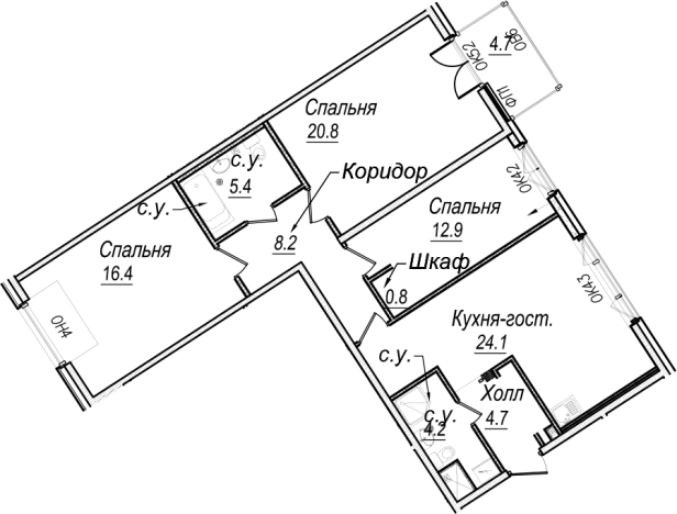 . Вариант № 66534, 0, площадь - 96.99 квм, цена 77193213 рублей