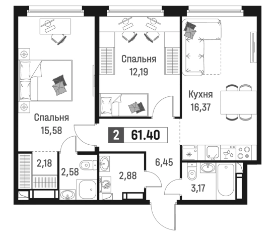 Купить трехкомнатную квартиру у метро Девяткино в Мурине. Вариант № 6867282, 0, площадь -  квм, цена 10856794 рублей