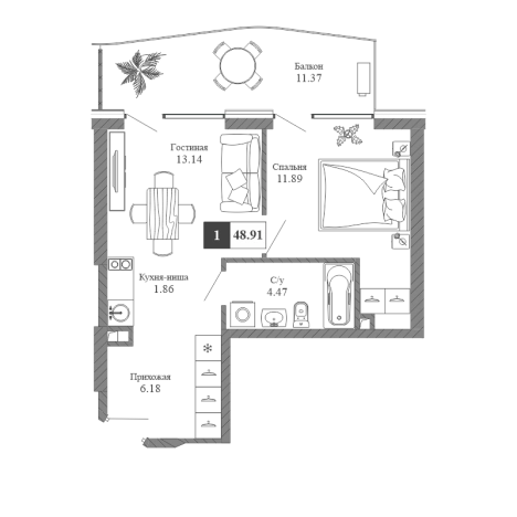 Купить двухкомнатную квартиру в новостройках в Республике Крым. Вариант № 155854, 0, площадь -  квм, цена 18534668 рублей