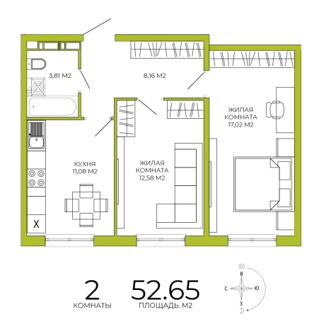 Купить двухкомнатную квартиру на улице Побочинская в Пензе. Вариант № 115256, 0, площадь -  квм, цена 5054400 рублей