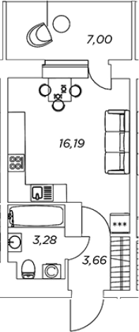 Купить Студию в новостройках у метро Улица Дыбенко в Кудрове. Вариант № 881842, 0, площадь -  квм, цена 6582013 рублей