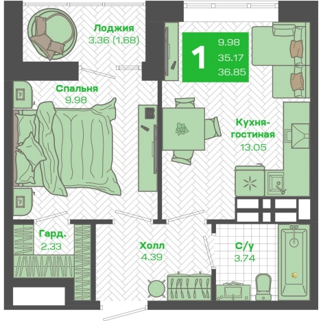 Купить однокомнатную квартиру на улице Весенняя в Приморском крае. Вариант № 6059178, 0, площадь -  квм, цена 7500000 рублей
