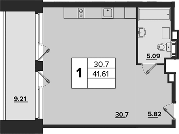 . Вариант № 89124, 0, площадь - 40.8 квм, цена 36923200 рублей