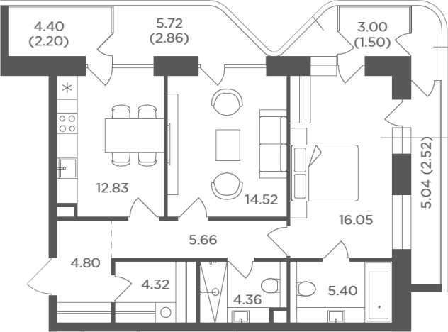 Купить двухкомнатную квартиру в ЖК FORIVER в Москве. Вариант № 107359, 0, площадь -  квм, цена 40866392 рублей