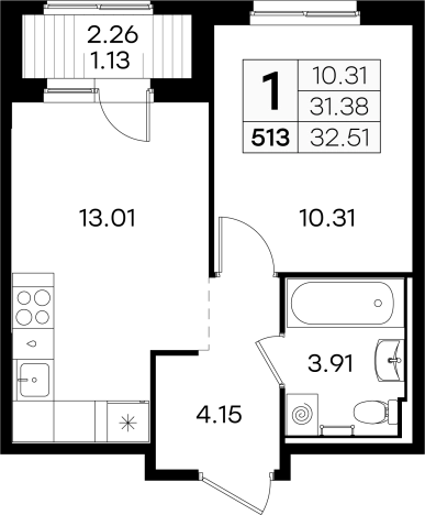Купить однокомнатную квартиру в ЖК GloraX Новинки в Нижегородской области. Вариант № 137565, 0, площадь -  квм, цена 4589999 рублей