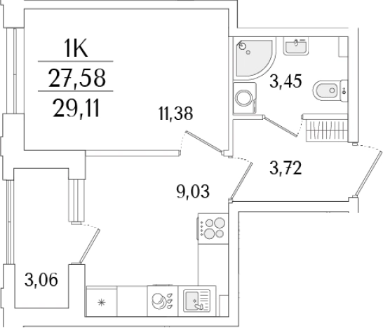 Купить однокомнатную квартиру у метро Бухарестская в Санкт-Петербурге. Вариант № 6258356, 0, площадь -  квм, цена 9666976 рублей