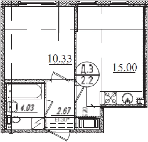 . Вариант № 103716, 0, площадь - 33.6 квм, цена 13189108 рублей