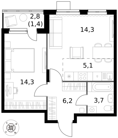 Купить квартиру в новостройках в Микрорайоне жилой Сапроново, деревня Сапроново в Московской области. Вариант № 10614666, 0, площадь - квм, цена 13558500 рублей