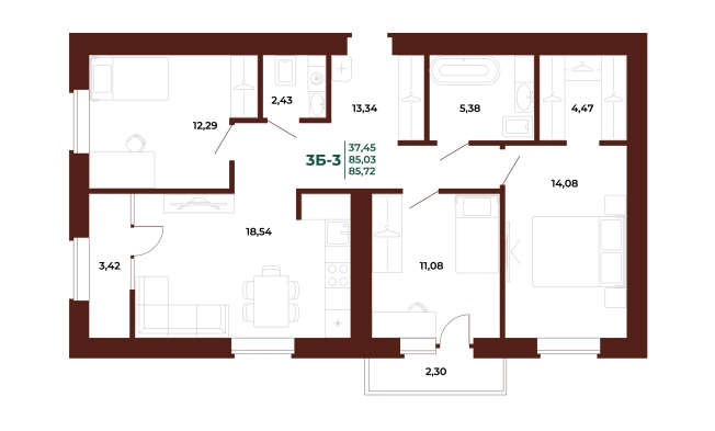 Купить трехкомнатную квартиру в новостройках на улице проспект Строителей в Пензе. Вариант № 418536, 0, площадь -  квм, цена 10988750 рублей