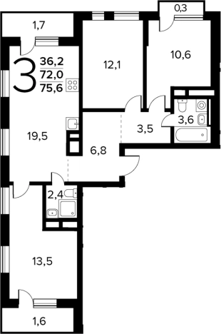 Купить квартиру у метро Новомосковская в Москве. Вариант № 169368, 0, площадь -  квм, цена 16790000 рублей