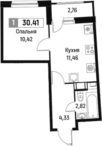 Купить однокомнатную квартиру у метро Девяткино в Мурине. Вариант № 6215123, 0, площадь -  квм, цена 5637262 рублей