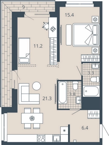 Купить двухкомнатную квартиру в ЖК Жилой комплекс "Scala city" в Пензе. Вариант № 95567, 0, площадь -  квм, цена 9477000 рублей