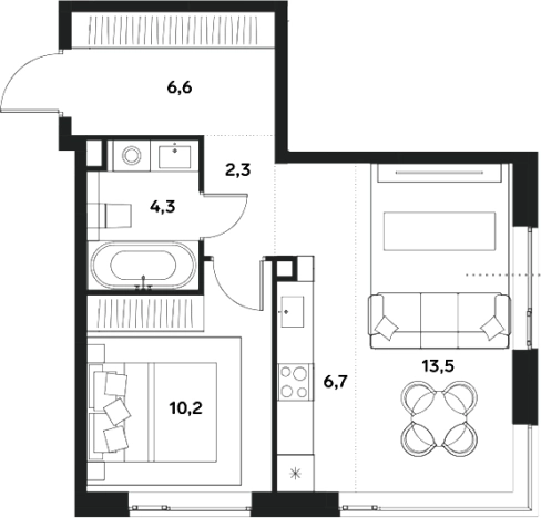 Купить двухкомнатную квартиру у метро Спартак в Москве. Вариант № 124904, 0, площадь -  квм, цена 19532800 рублей