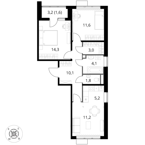 Купить трехкомнатную квартиру в ЖК 1-й Шереметьевский в Химках. Вариант № 9825311, 0, площадь -  квм, цена 19209660 рублей