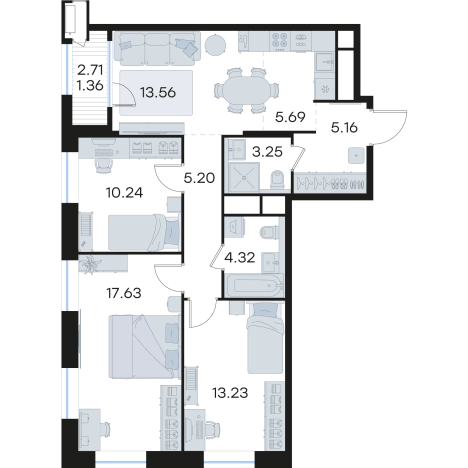 Купить трехкомнатную квартиру в Нижегородской области. Вариант № 9336772, 0, площадь -  квм, цена 33445944 рублей