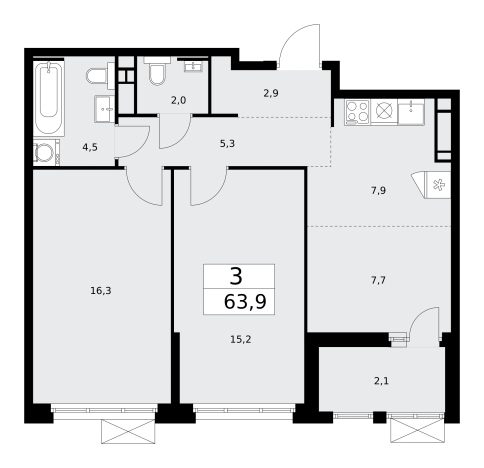 Купить трехкомнатную квартиру у метро Потапово в Москве. Вариант № 143088, 0, площадь -  квм, цена 25597701 рублей