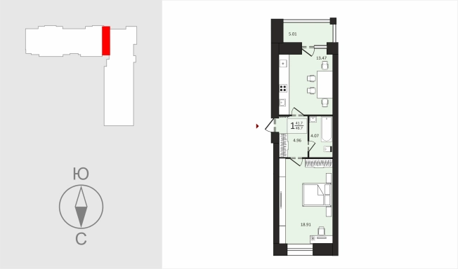 Купить однокомнатную квартиру в новостройках на улице Центральная в Владимире. Вариант № 114385, 0, площадь -  квм, цена 7005000 рублей