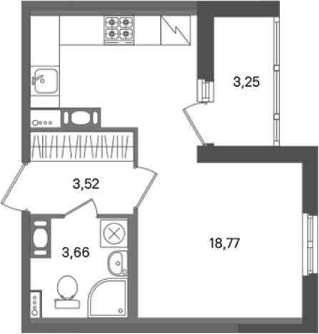 . Вариант № 7266135, 0, площадь - 25.95 квм, цена 4966830 рублей