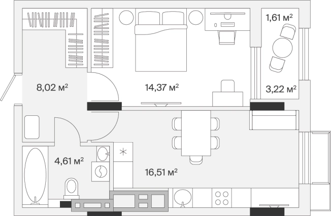 Купить однокомнатную квартиру в новостройках на улице 3-я Большая Окружная в Калининграде. Вариант № 100774, 0, площадь -  квм, цена 11537213 рублей