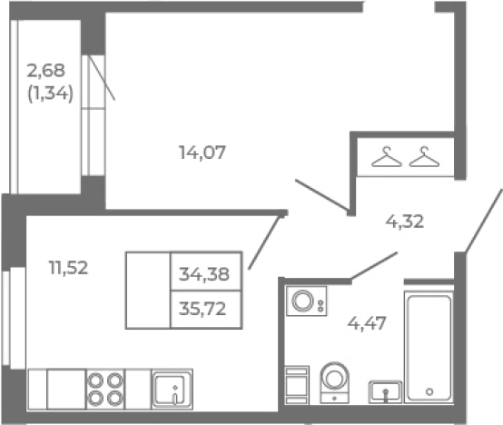 Купить однокомнатную квартиру на улице Златоглавая в Сертолове. Вариант № 6911099, 0, площадь -  квм, цена 7572640 рублей