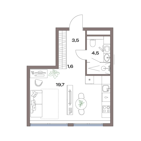 Купить Студию у метро Физтех в Долгопрудном. Вариант № 10763280, 0, площадь - квм, цена 14406409 рублей