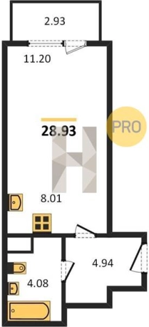 . Вариант № 65633, 0, площадь - 29.11 квм, цена 2141300 рублей