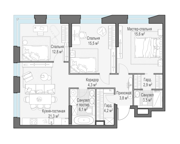 Купить квартиру в районе Даниловский в Москве. Вариант № 62725, 0, площадь - квм, цена 50960000 рублей