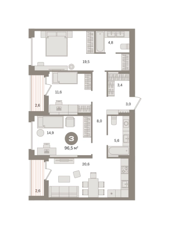Купить трехкомнатную квартиру у метро Домодедовская в Видном. Вариант № 8615697, 0, площадь -  квм, цена 15800000 рублей