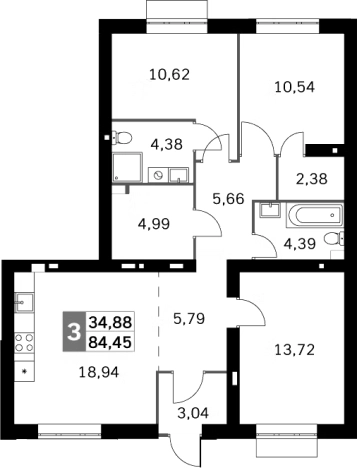 Купить многокомнатную квартиру в ЖК Жаворонки Клаб в Московской области. Вариант № 127520, 0, площадь - квм, цена 15368965 рублей