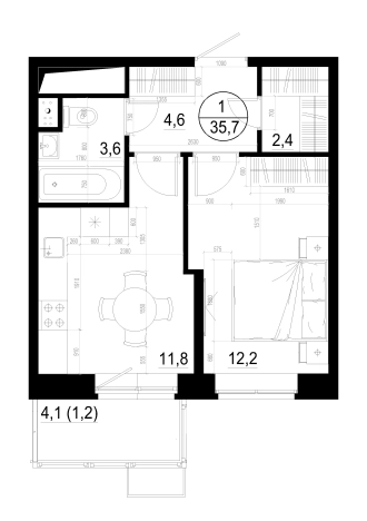 Купить однокомнатную квартиру у метро Пыхтино в Одинцове. Вариант № 127949, 0, площадь -  квм, цена 9855000 рублей