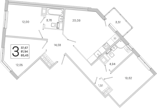 Купить трехкомнатную квартиру в новостройках в ЖК ЮгТаун. Олимпийские кварталы в Санкт-Петербурге. Вариант № 9638908, 0, площадь -  квм, цена 18411918 рублей