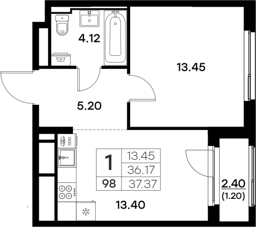 Купить однокомнатную квартиру в ЖК Glorax Октябрьский в Владимире. Вариант № 133902, 0, площадь -  квм, цена 5629999 рублей