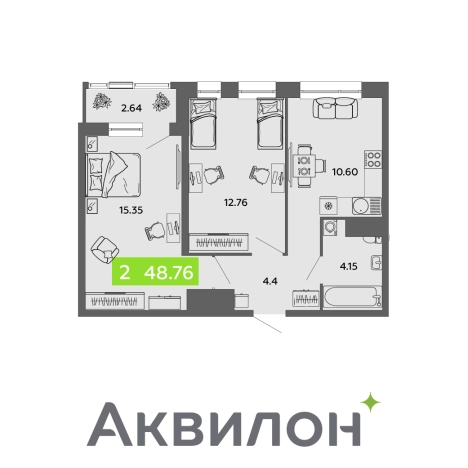 . Вариант № 20922, 3, площадь - 48.76 квм, цена 7087802 рублей