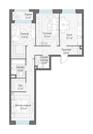 Купить квартиру в новостройках на улице Щербакова в Мытищах. Вариант № 167597, 0, площадь -  квм, цена 17590000 рублей